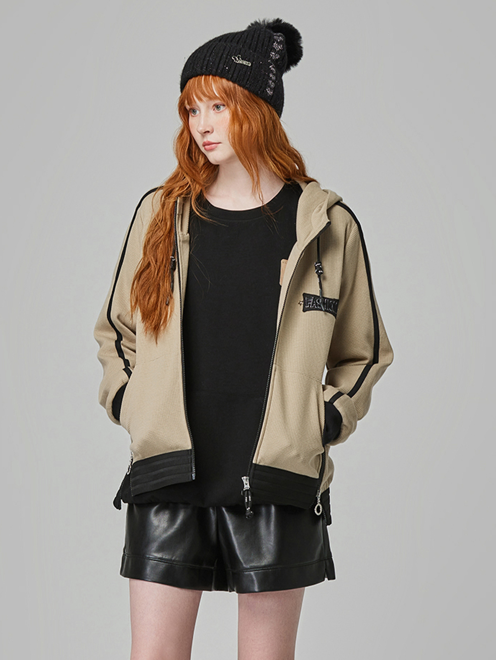 abito休閒拼色棉質連帽外套