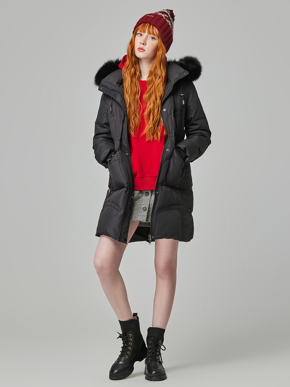 abito長版毛領羽絨外套