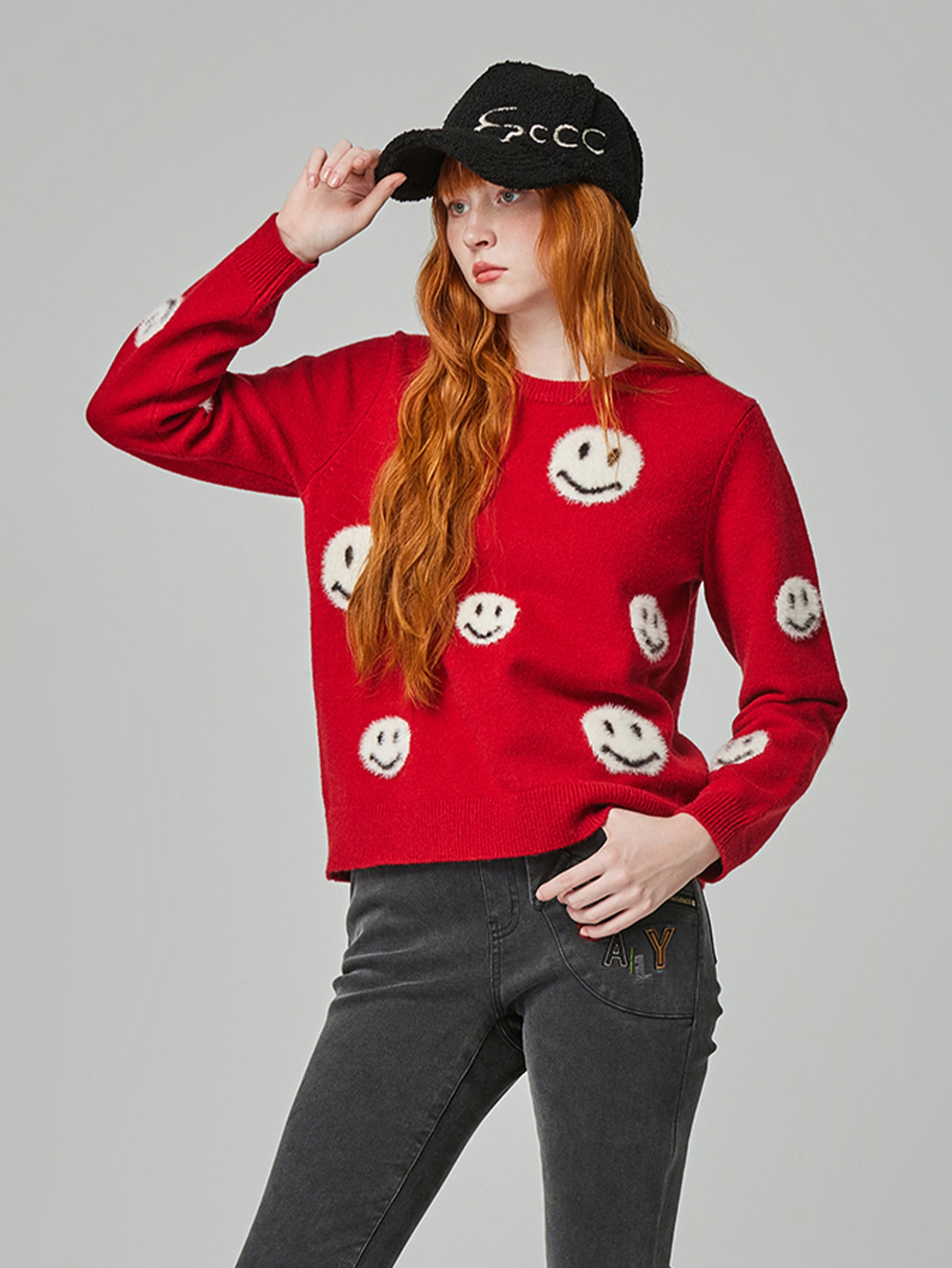 abito可愛笑臉針織上衣