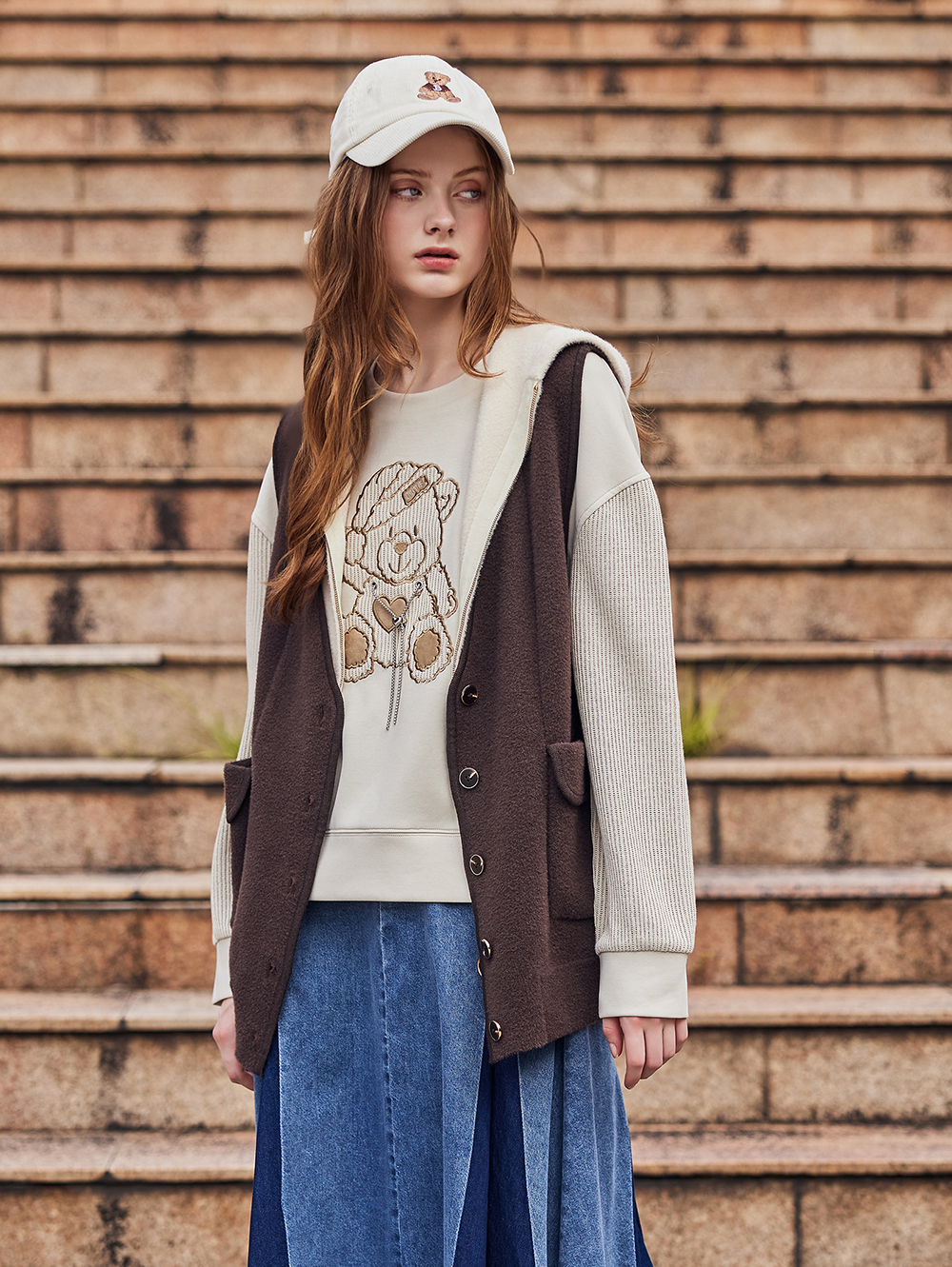 abito假兩件式連帽背心