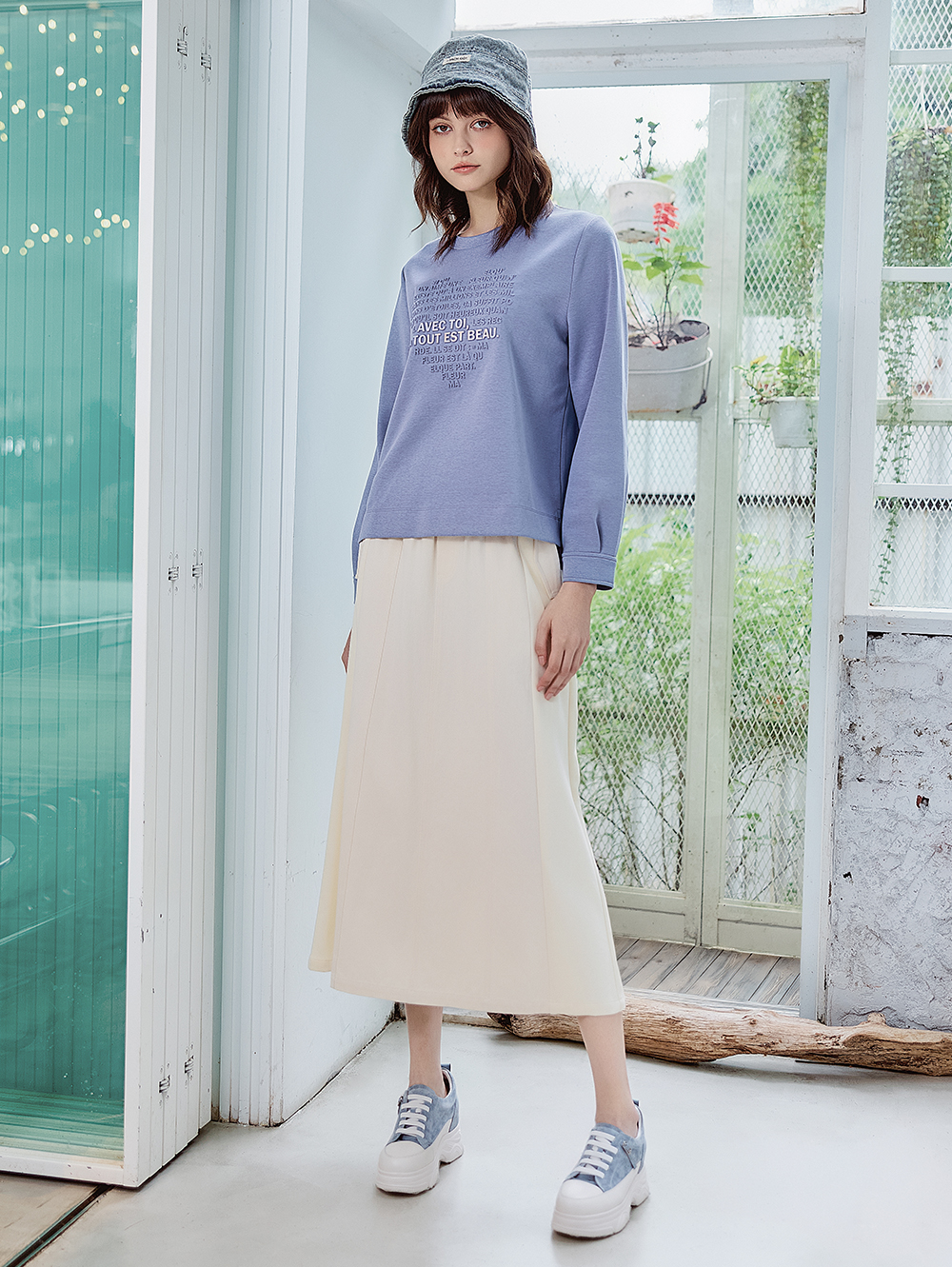 abito個性拼接牛仔裙