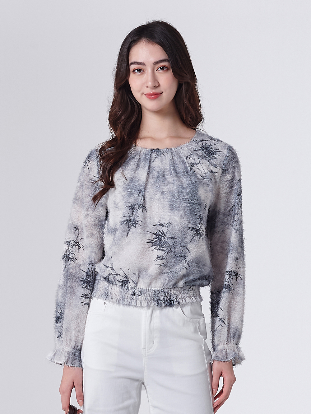 DITA浪漫氛圍印花皺皺上衣