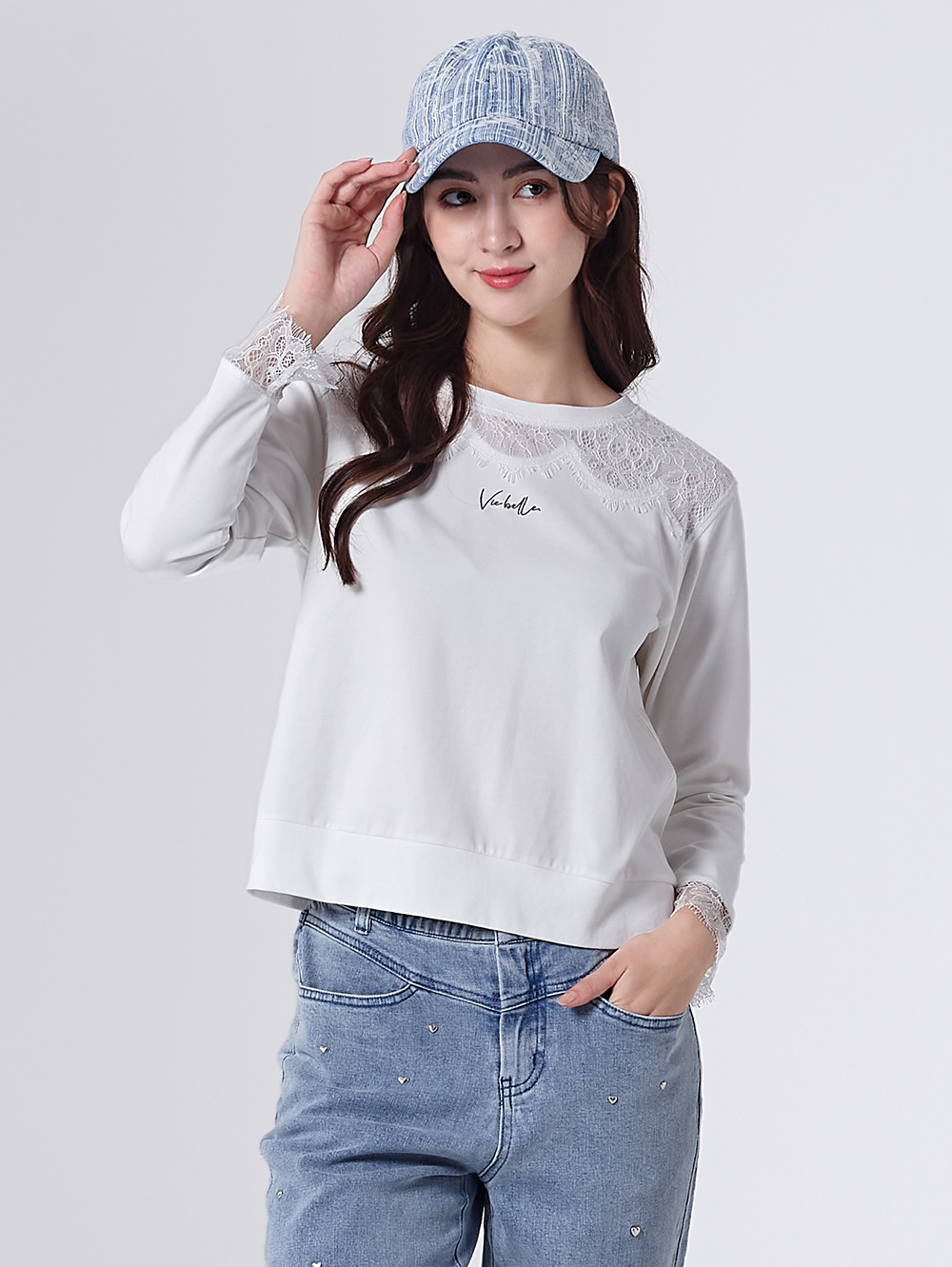 DITA日系蕾絲拼接長袖上衣