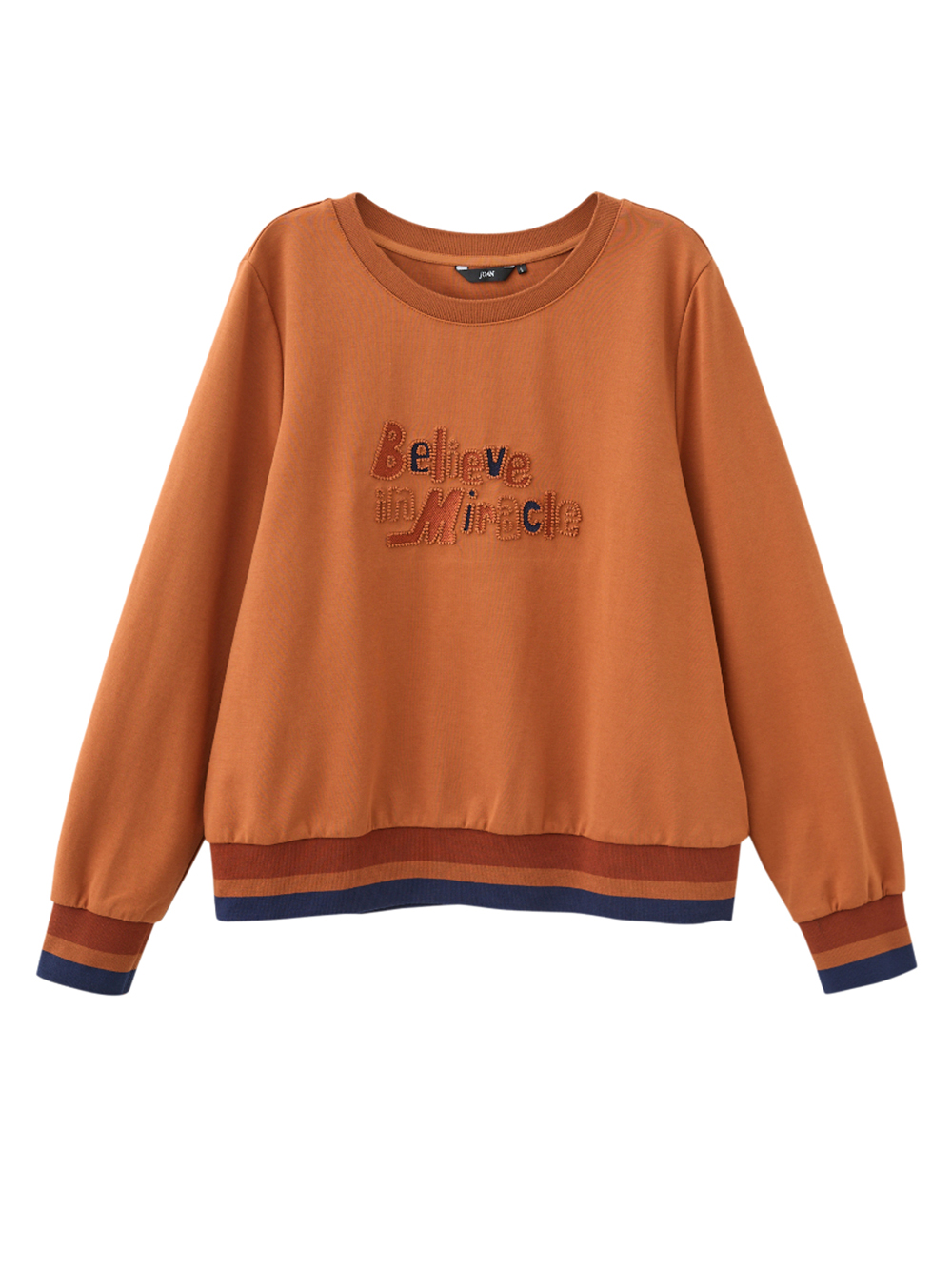 JOAN層次配色電繡邊框標語T恤