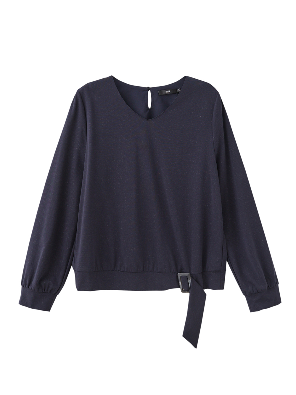 JOAN微亮蔥絲V領彈性上衣