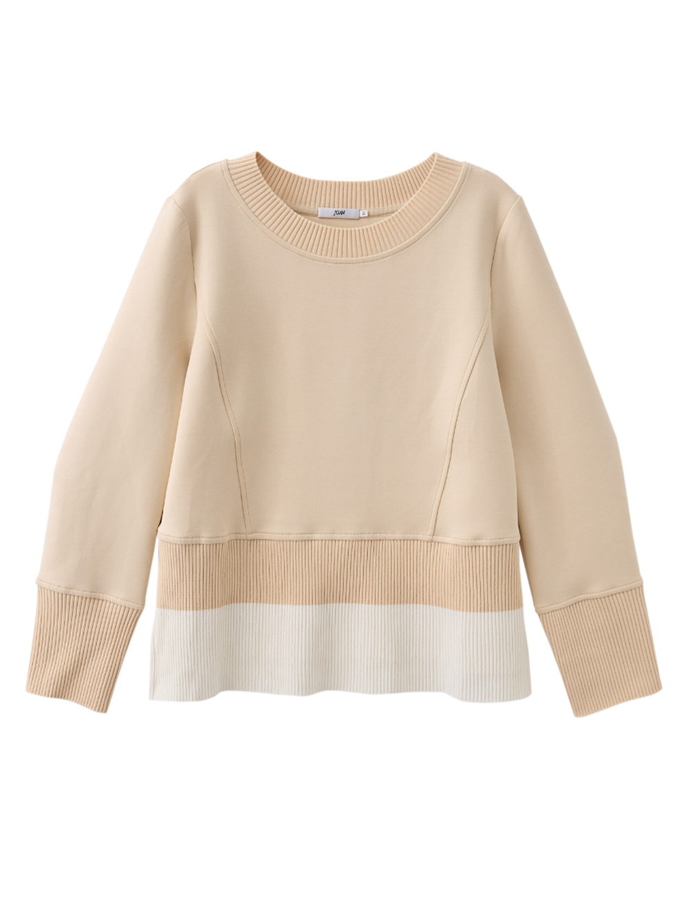 JOAN雙層配色羅紋拼接彈性上衣