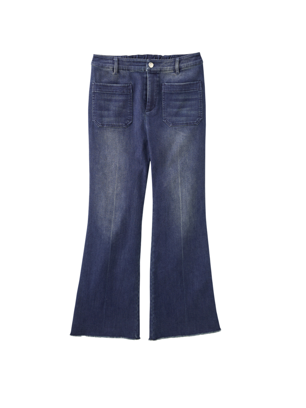 JOAN復古刷色磨毛喇叭牛仔褲