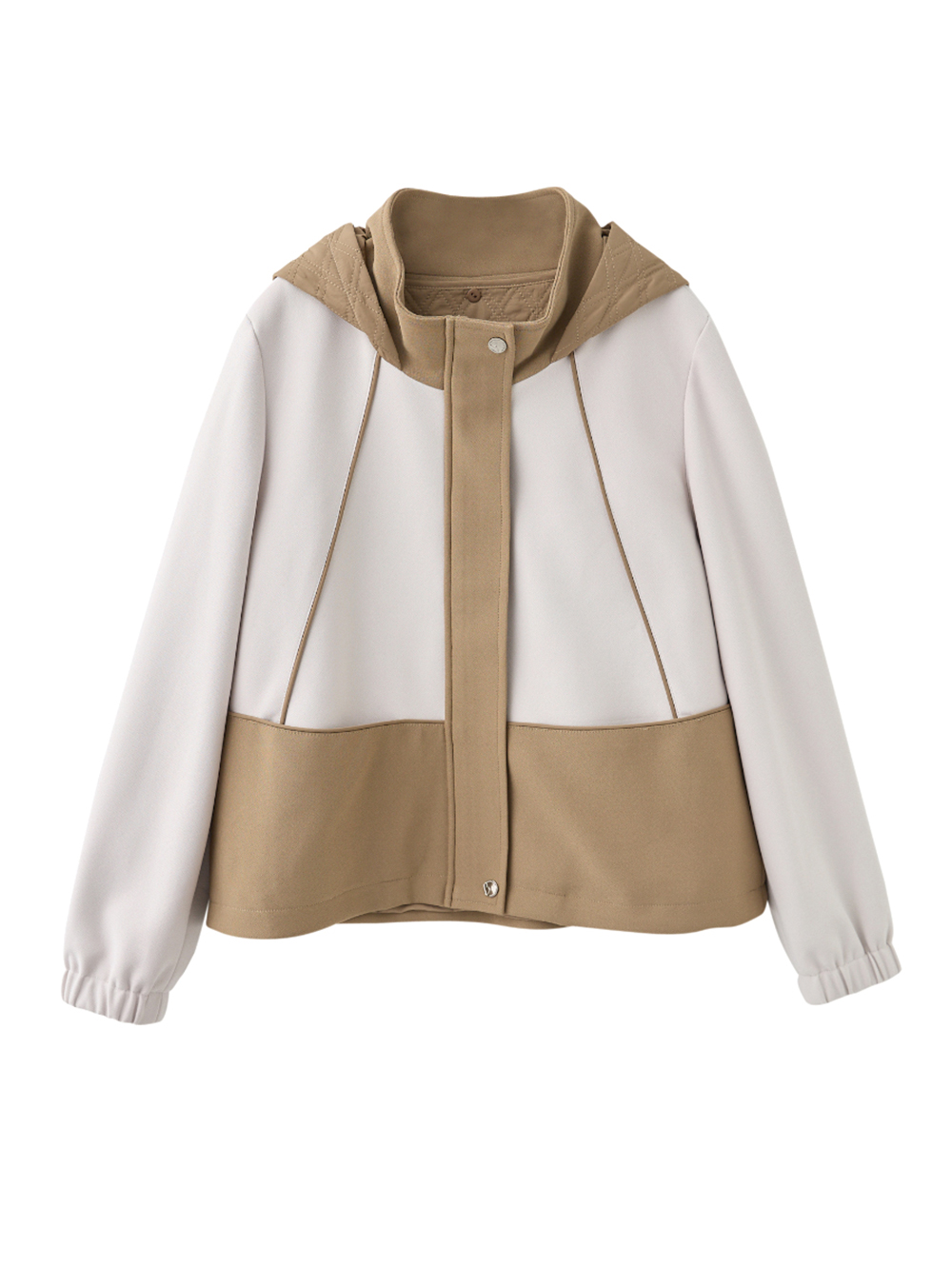 JOAN雙色拼接彈性連帽夾克