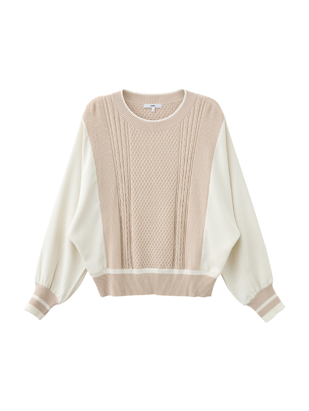 JOAN針平織拼接造型連袖上衣