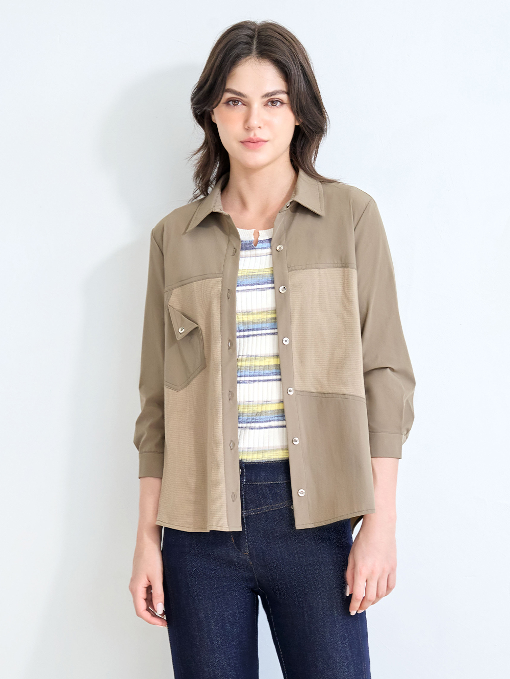 JOAN多色漸層感條紋針織上衣