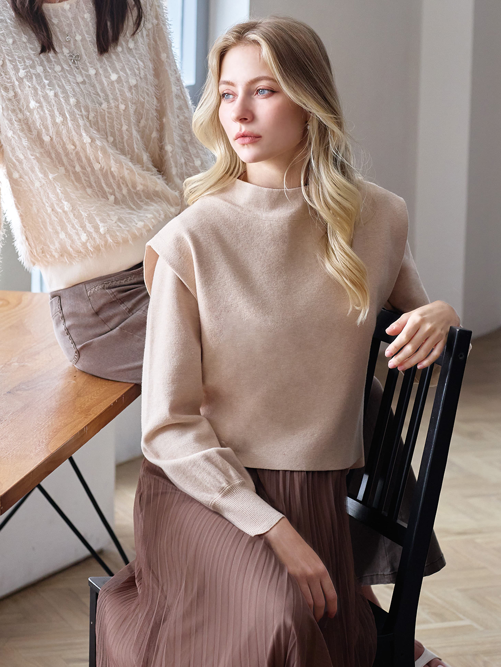 JOAN兩件式層次針織洋裝