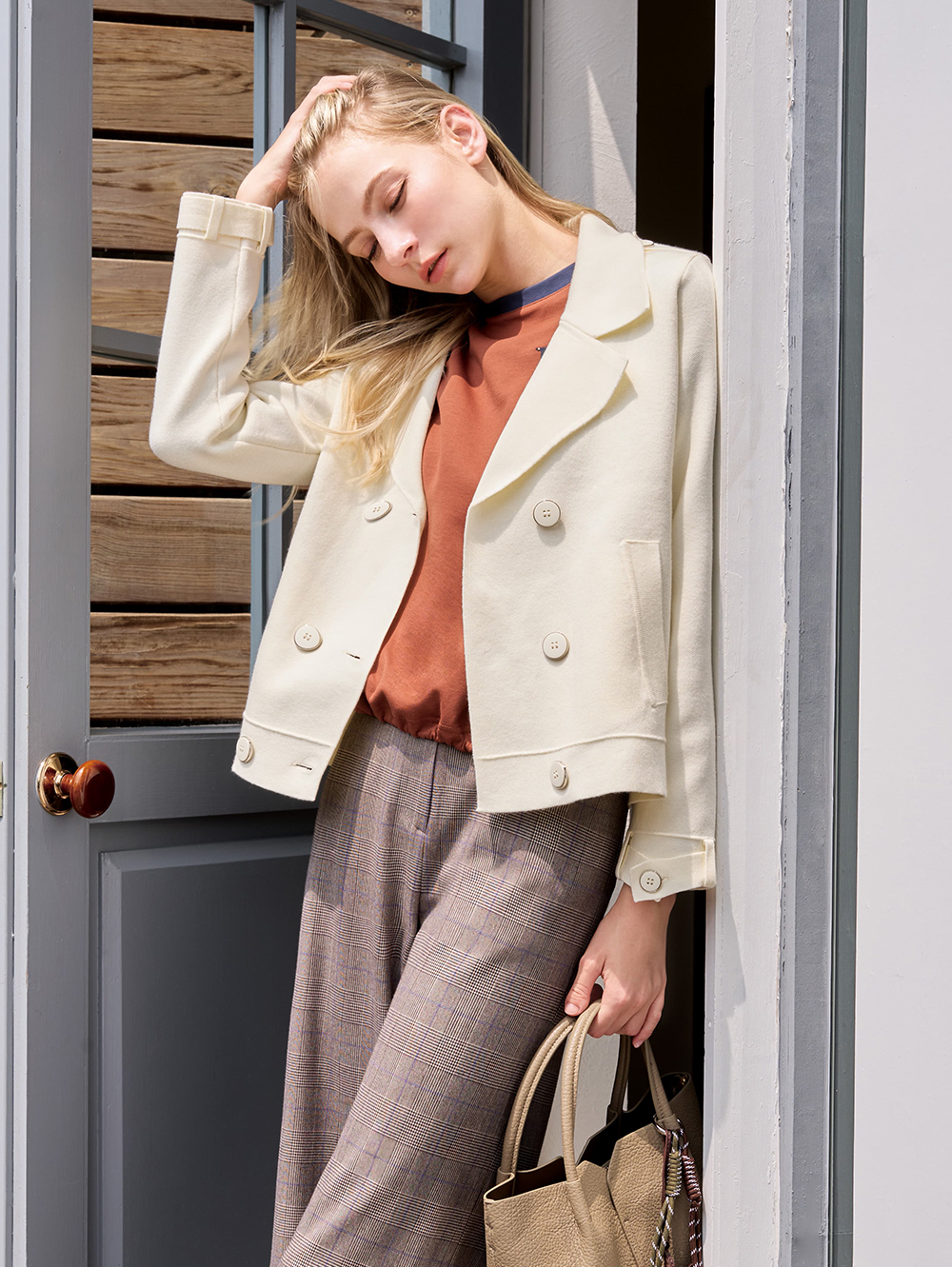 JOAN經典雙排釦針織外套