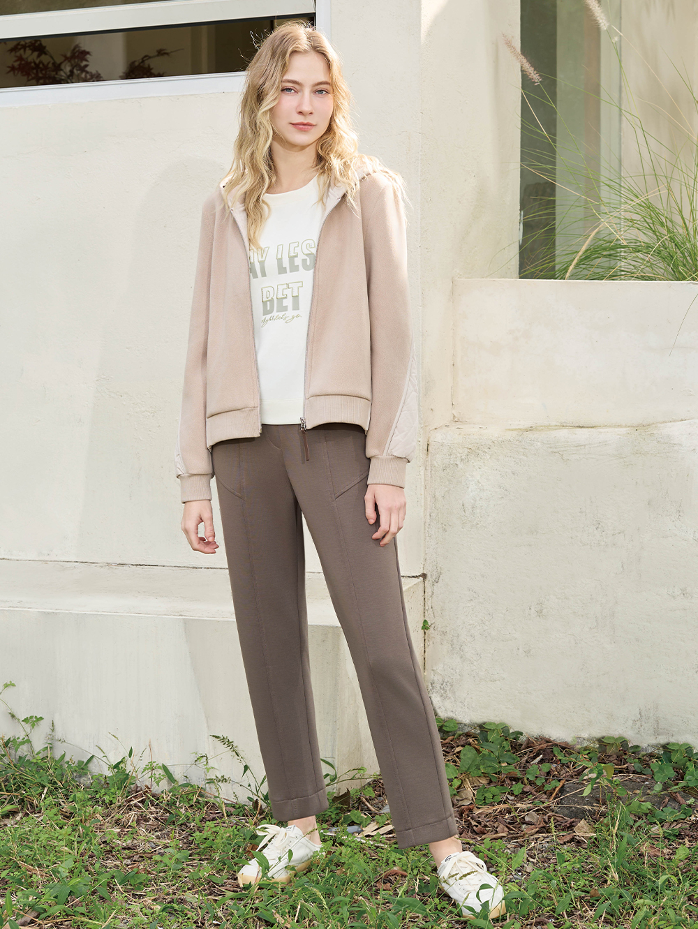 JOAN簡約彈性直筒修身褲