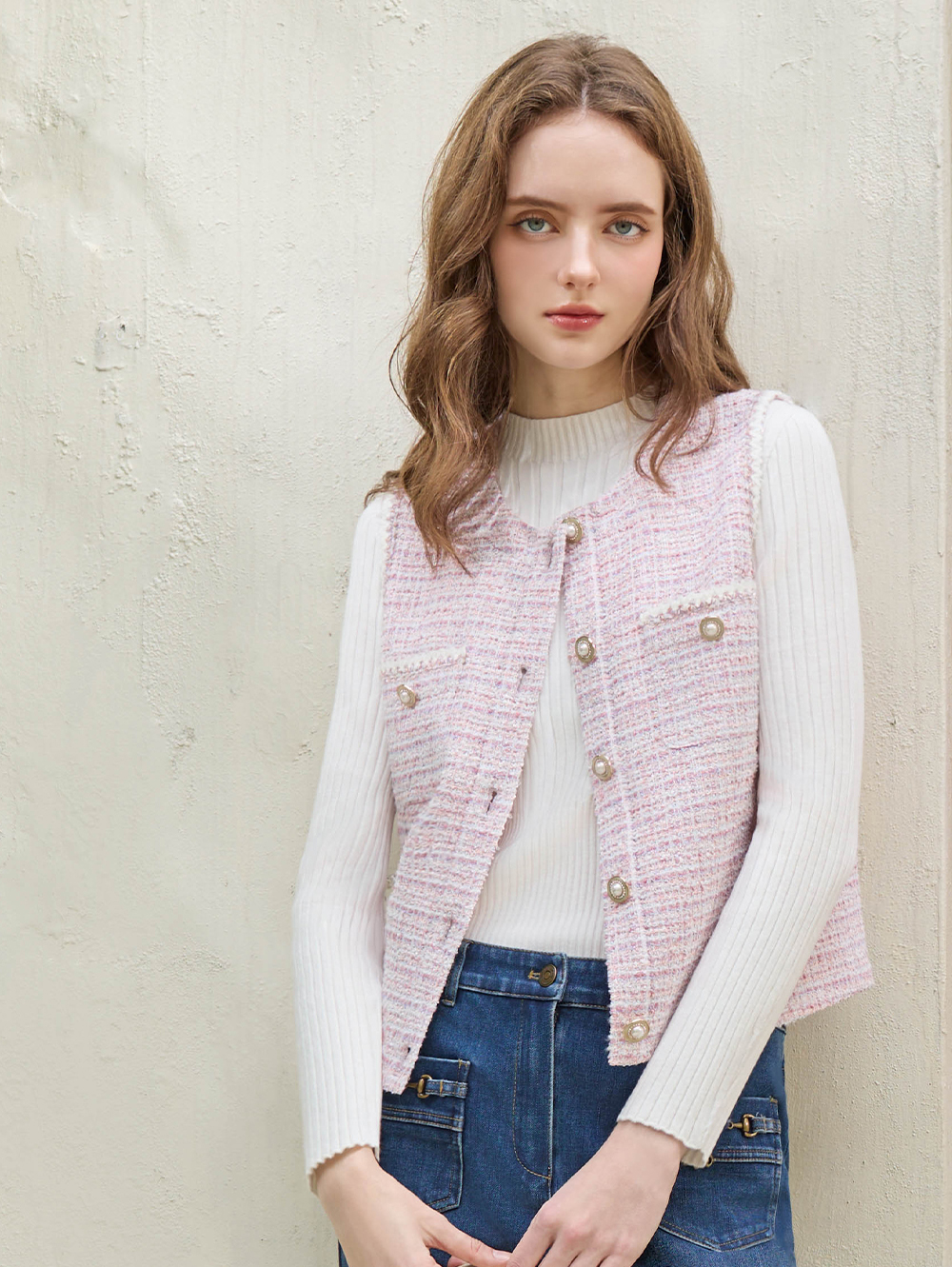 JOAN法式輕奢花呢背心外套