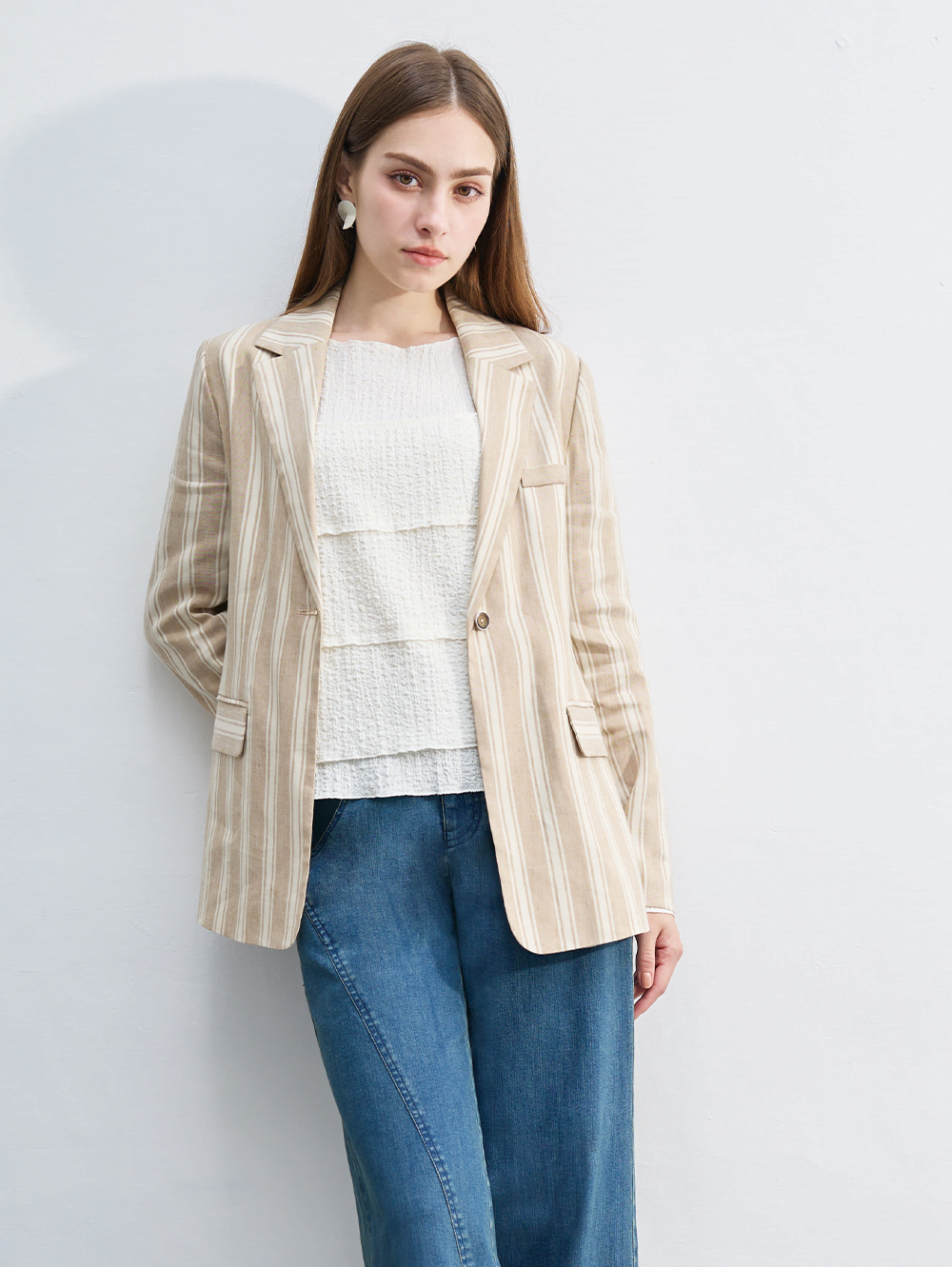 DENOVO抓皺馬甲層次兩件式彈性上衣