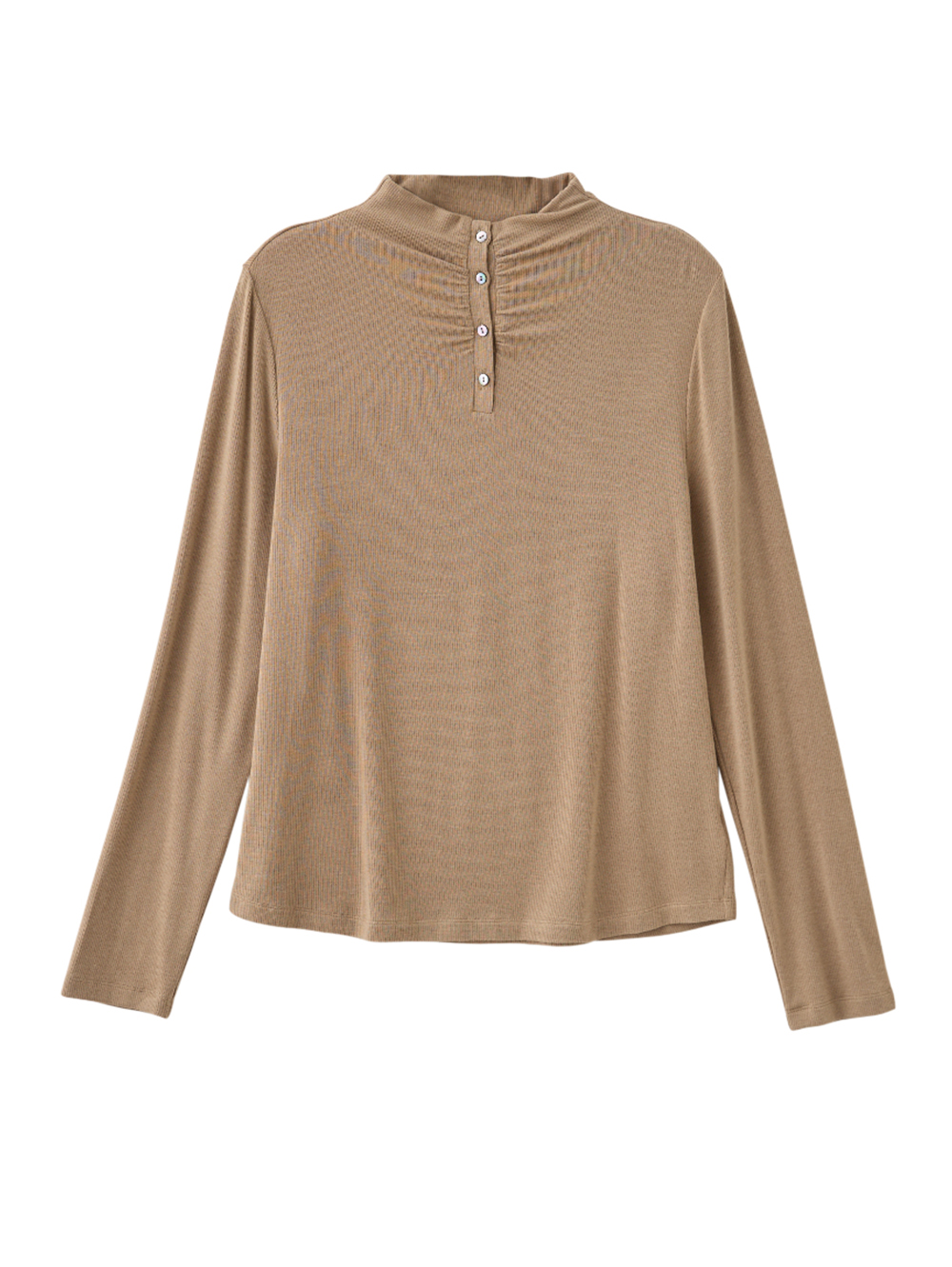 DENOVO親柔觸感半高領扣飾上衣