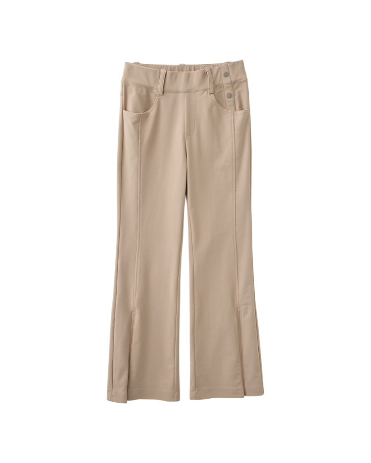 abito修身側開拉鍊微喇叭長褲