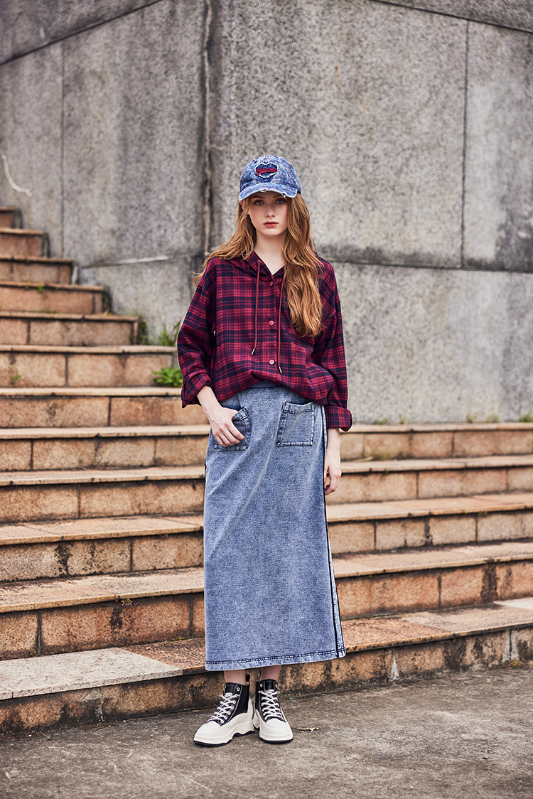 abito格紋連帽上衣