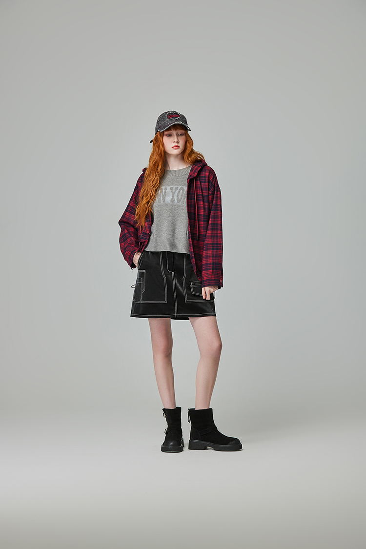 abito格紋連帽上衣