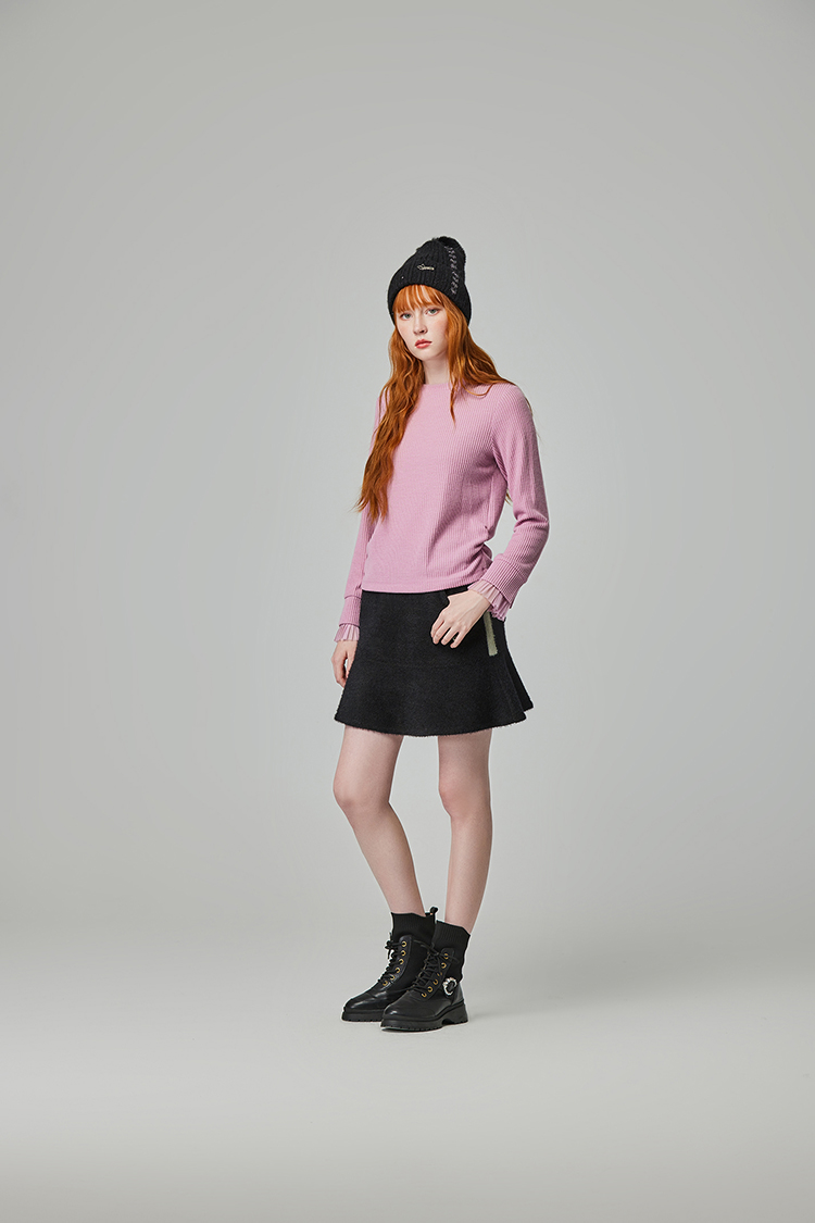 abito百搭圓領網紗上衣