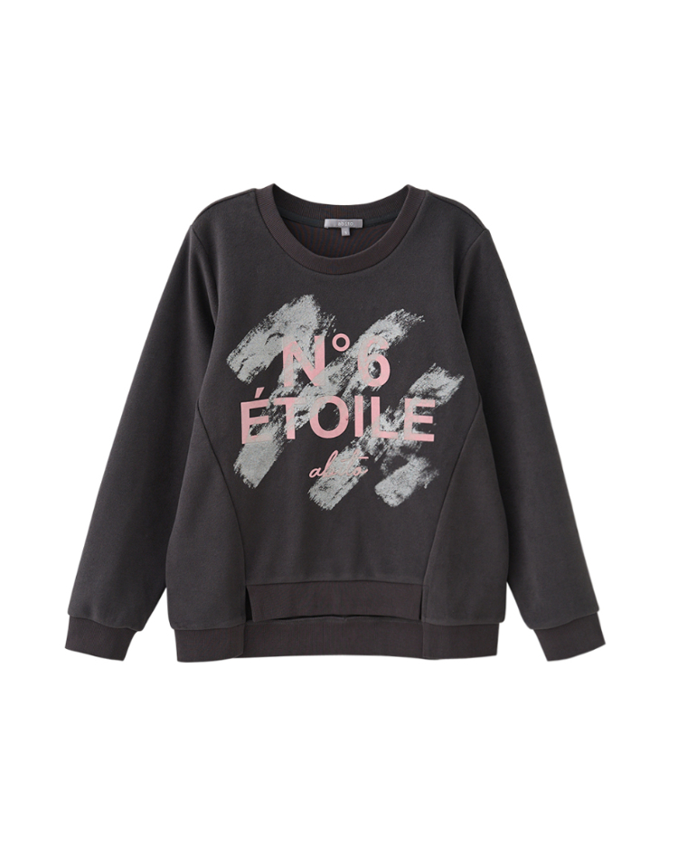 abito溫暖磨毛字母上衣