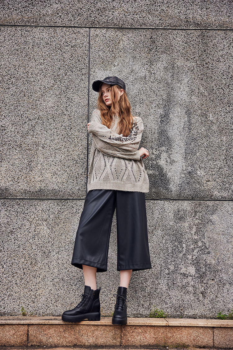 abito秋季皮革七分褲