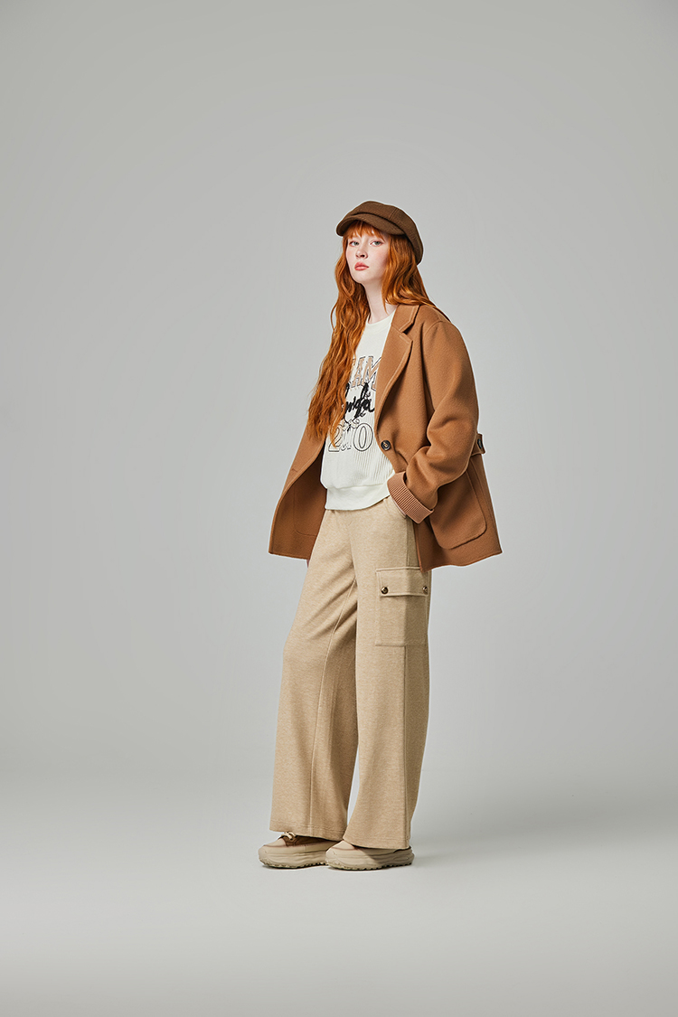 abito舒適大口袋抽繩寬褲