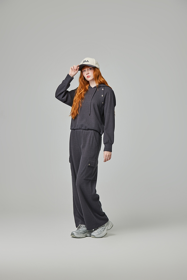 abito舒適大口袋抽繩寬褲