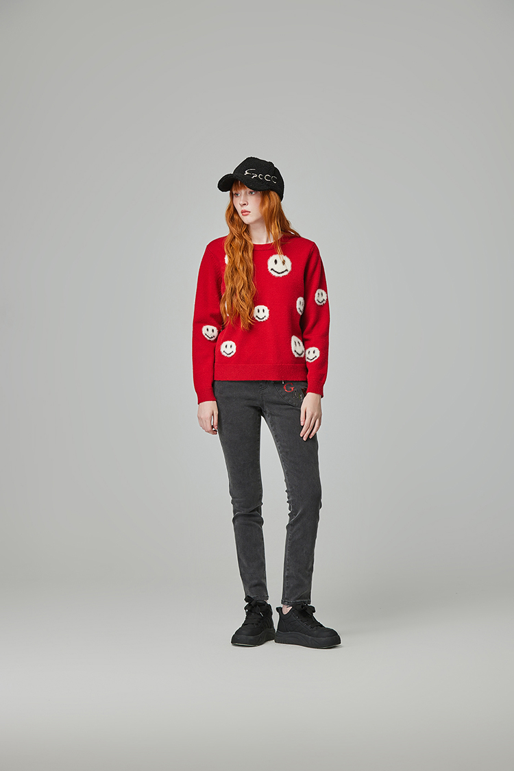 abito刺繡字內刷毛直筒褲