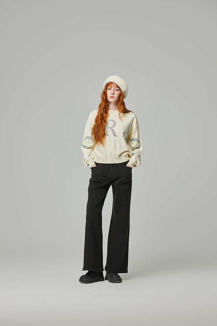 abito高腰雙釦牛仔寬褲