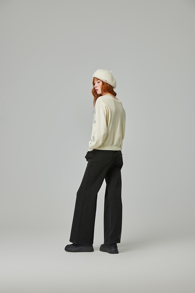 abito高腰雙釦牛仔寬褲