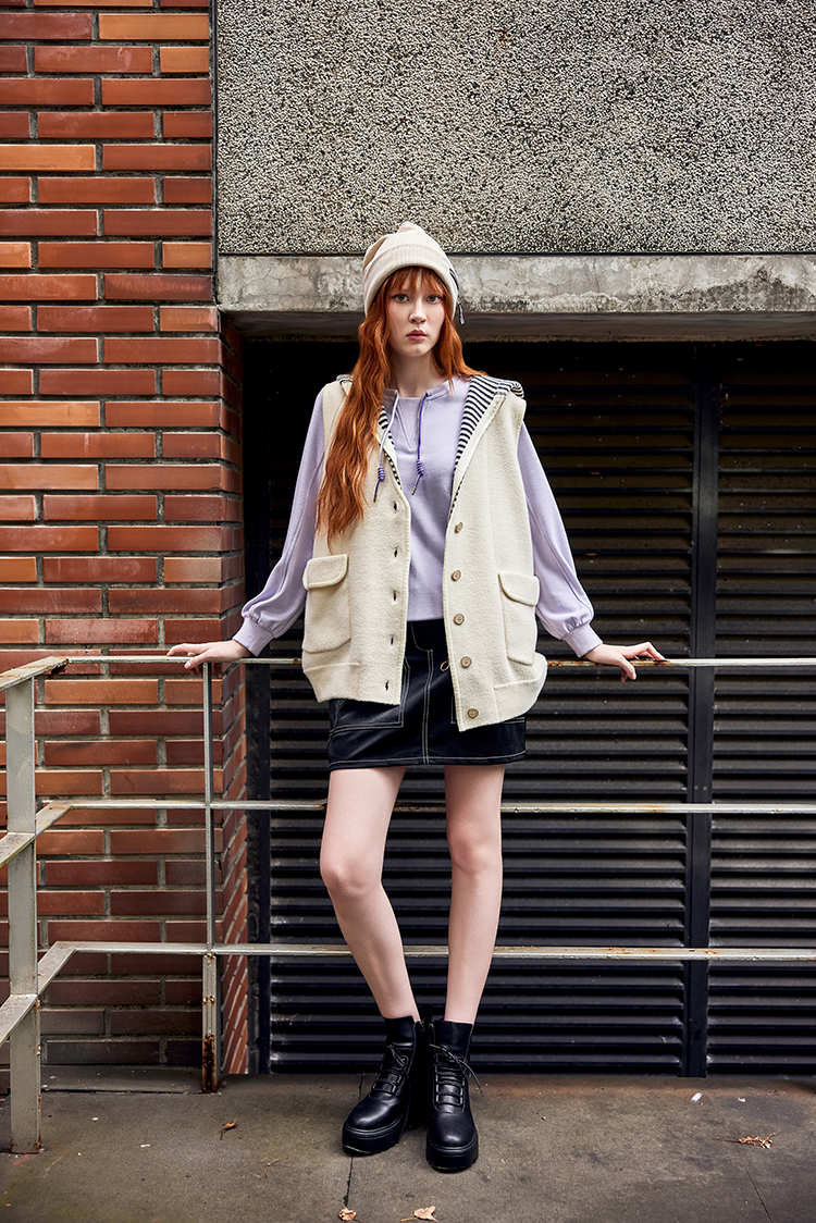 abito跳色車線皮革窄裙