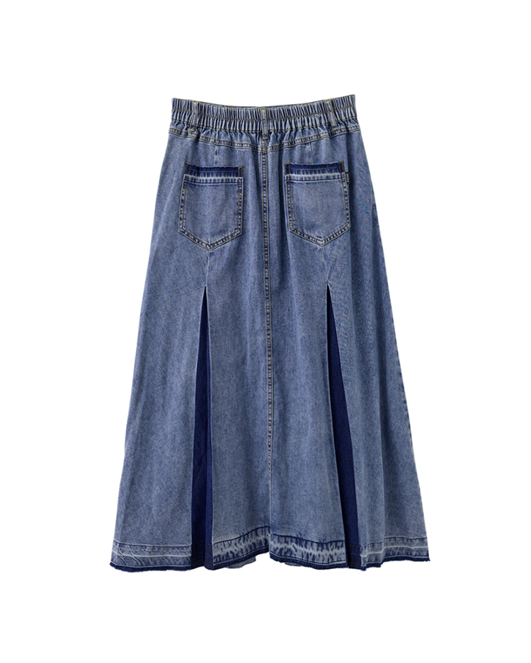 abito棉質拼接牛仔長裙