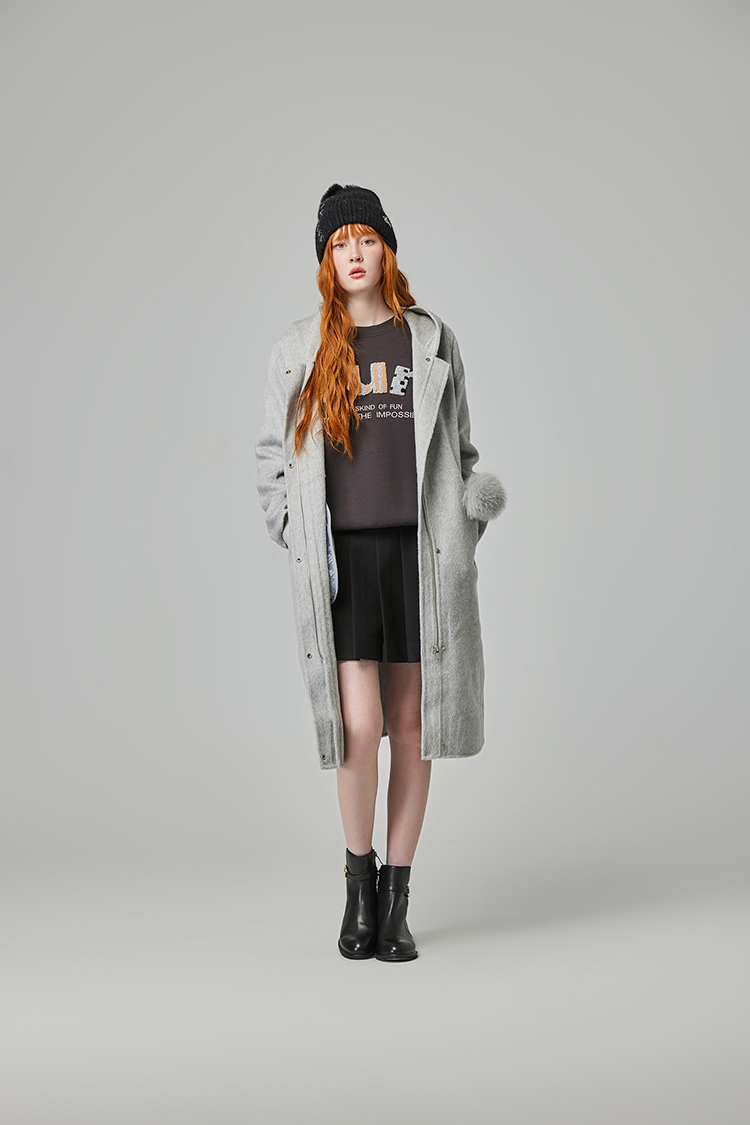 abito雙釦毛呢百摺裙