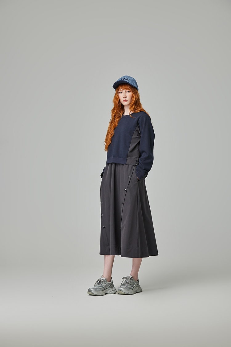 abito兩件式格紋拼接洋裝