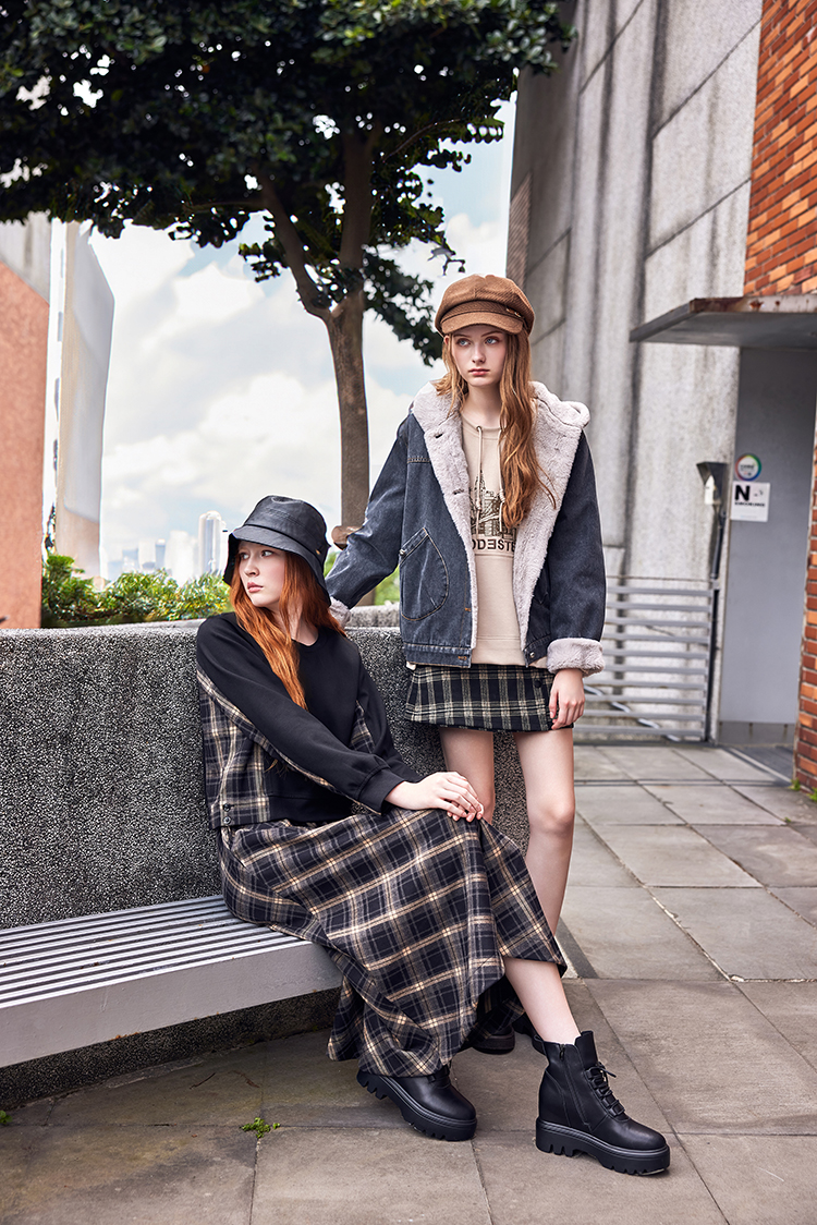 abito兩件式格紋拼接洋裝