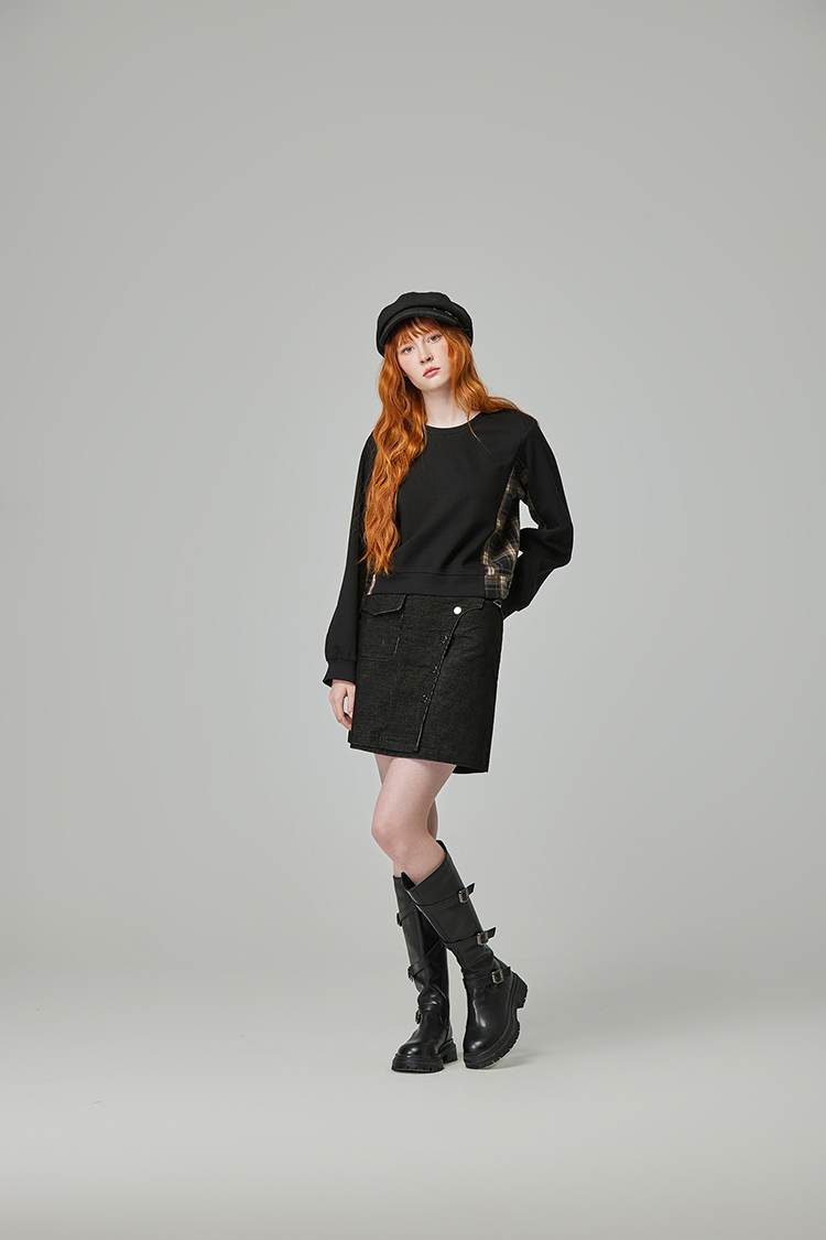 abito兩件式格紋拼接洋裝