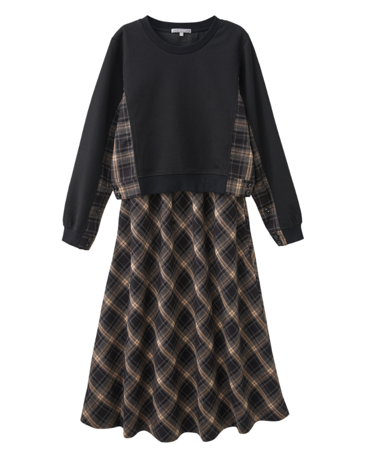 abito兩件式格紋拼接洋裝