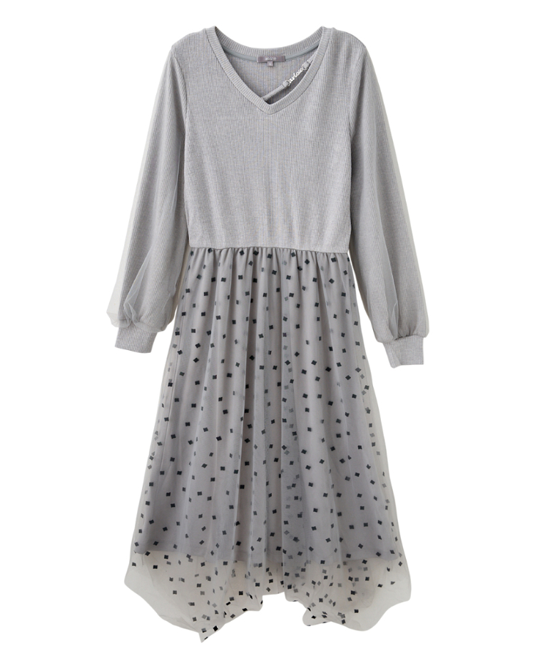 abito氣質V領網紗洋裝