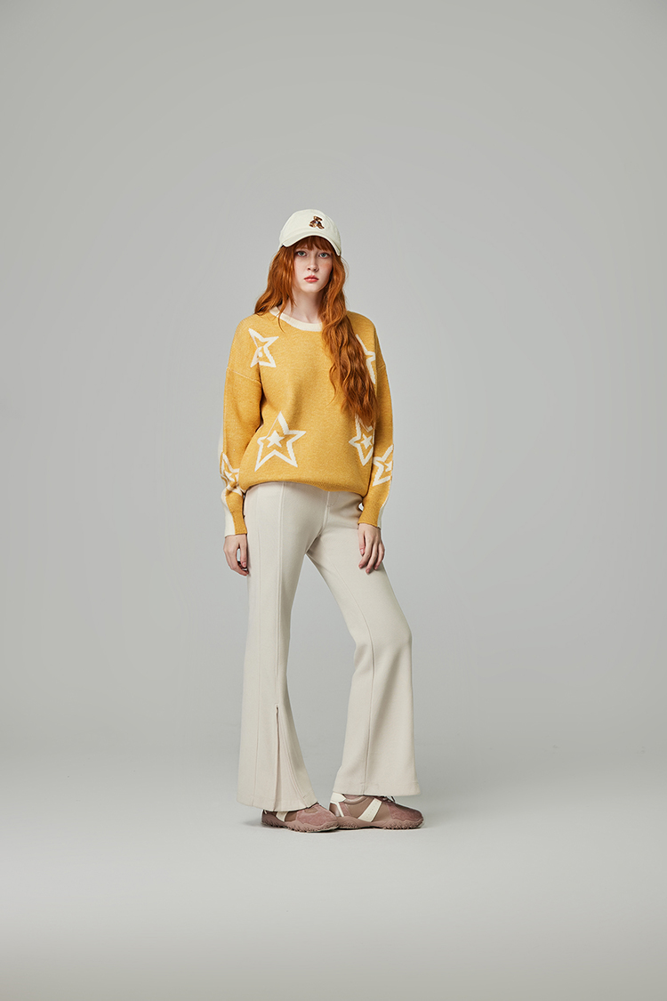 abito跳色拼接星星針織上衣