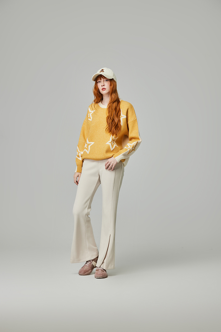 abito跳色拼接星星針織上衣