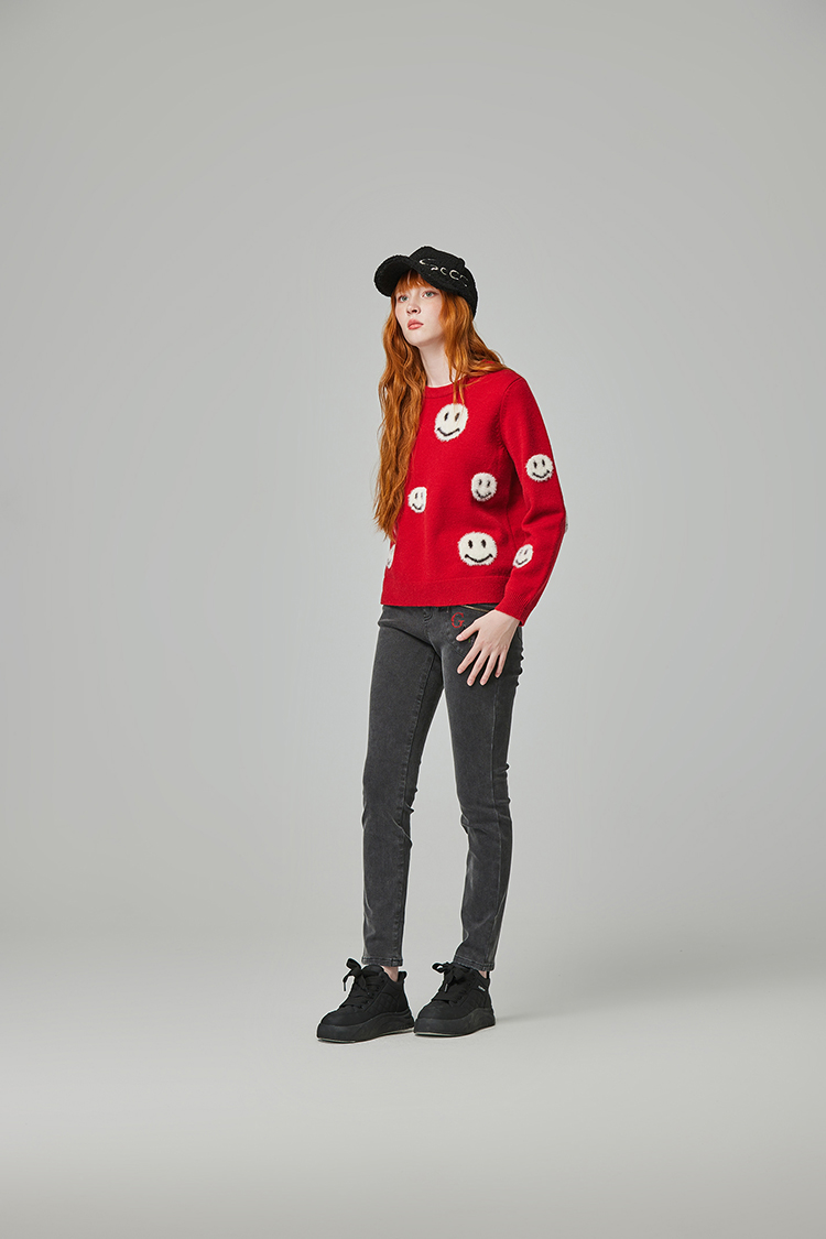abito可愛笑臉針織上衣