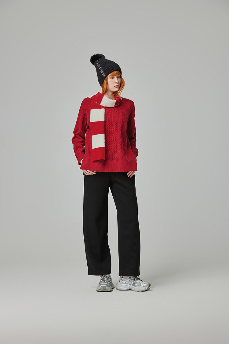 abito氣質條紋圍巾針織上衣