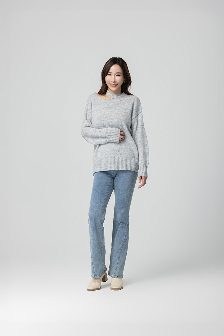 abito挖肩針織落肩上衣