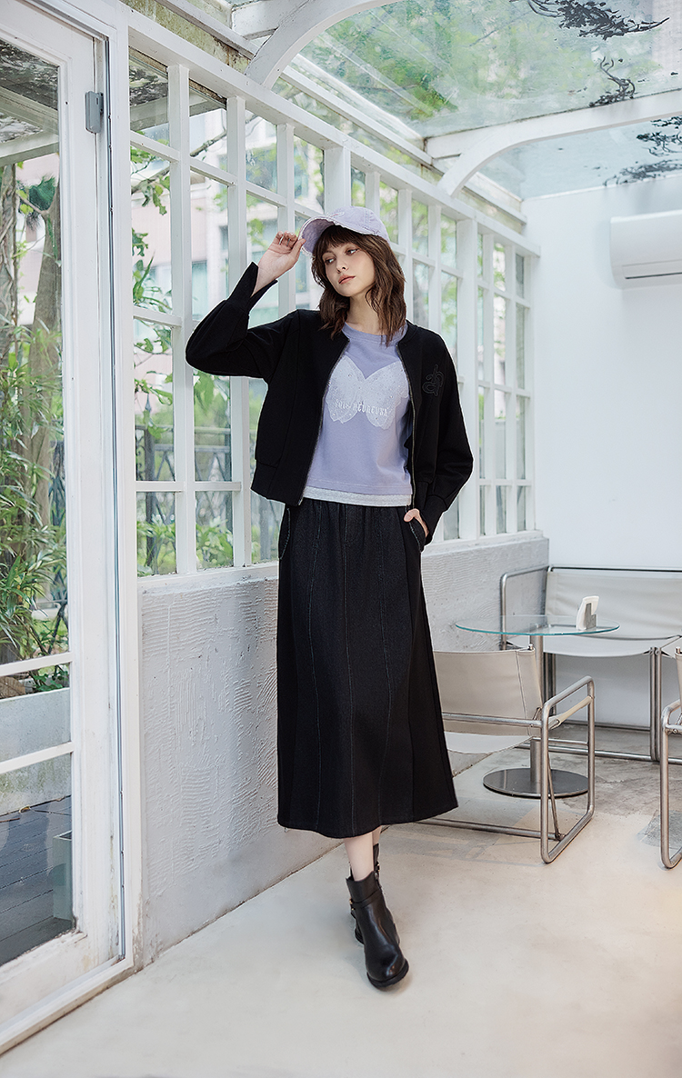 abito個性拼接牛仔裙