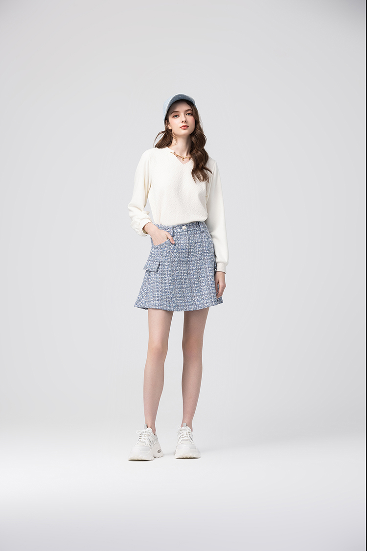 abito經典交織格紋短裙