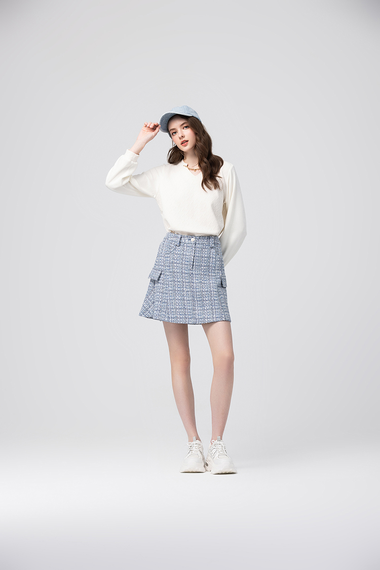 abito經典交織格紋短裙