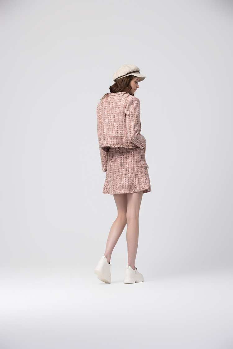 abito經典交織格紋短裙