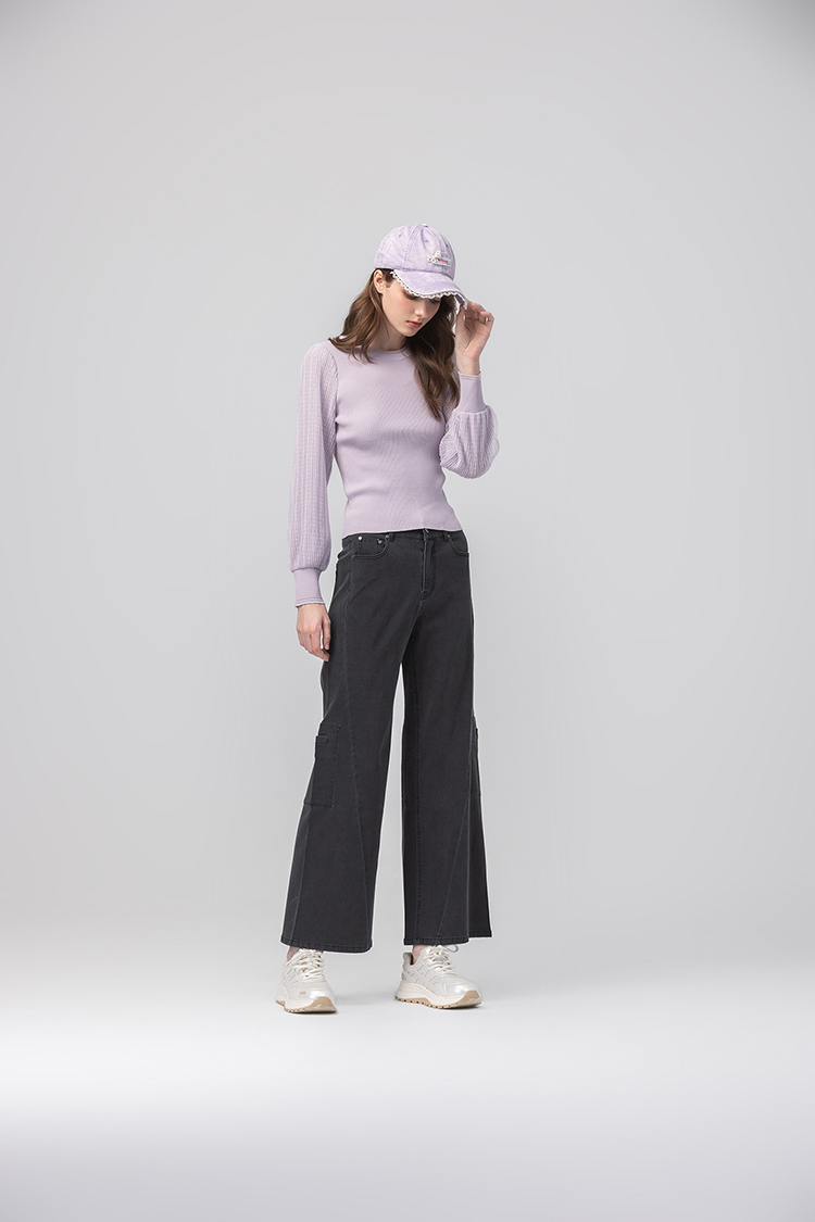 abito氣質網紗拼接針織上衣