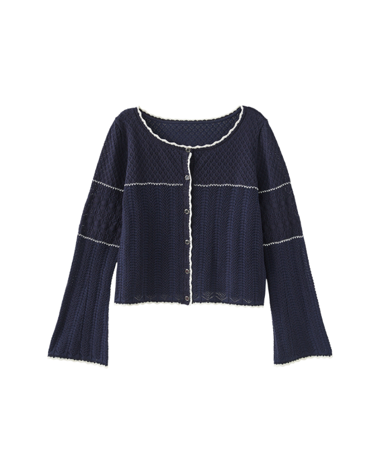 abito菱格透膚針織上衣